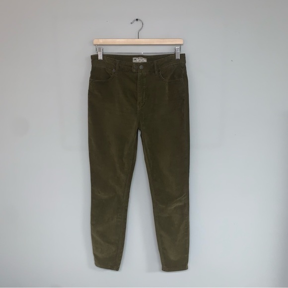Free People‎ Corduroy Pants Women's Size 27 Olive Green Brown High  Rise Stretch - Picture 4 of 10